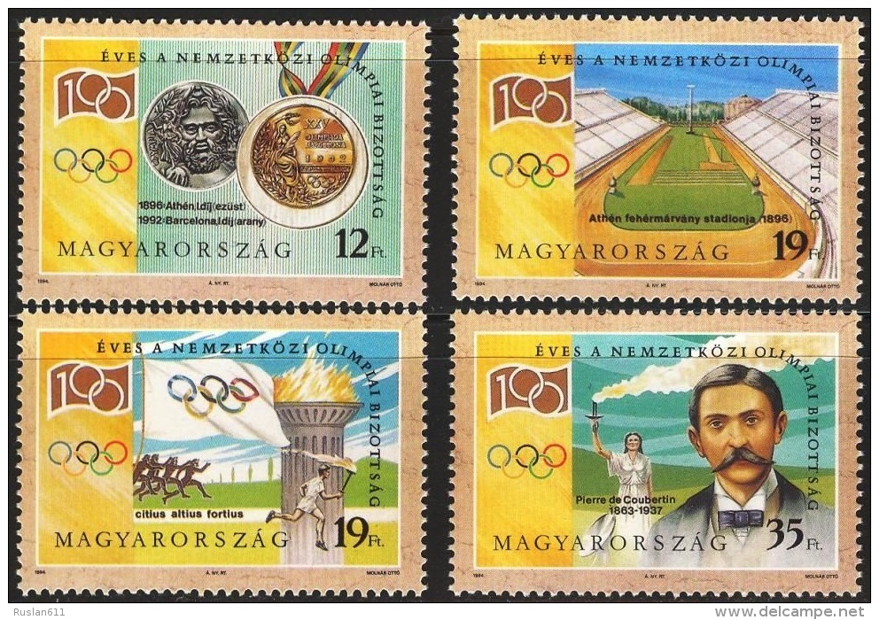 Olympic Games 1994 Hungary #4294/7 MNH ** 100 Years IOC - Autres & Non Classés