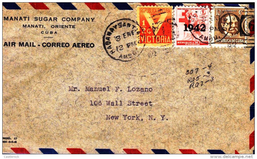 G)1942CUBA,AMBULANTE HABANA Y SANTIAGO STRIKE, OPA, COMERCIAL COVER CIRCULATED TO N.Y. USA, XF - Briefe U. Dokumente