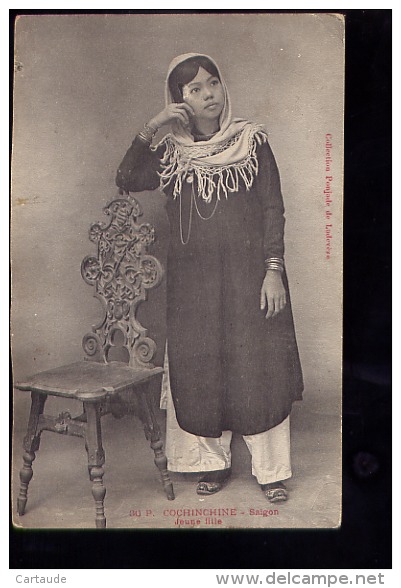 COCHINCHINE    JEUNE  FILLE        CIRCULEE  EN  1908 - Viêt-Nam