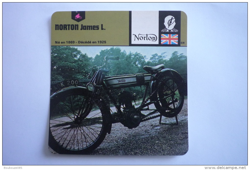 Transports - Sports Moto - Carte Fiche Moto - Norton James L - Né En 1869 Decede En 1925 ( Description Au Dos - Motorcycle Sport