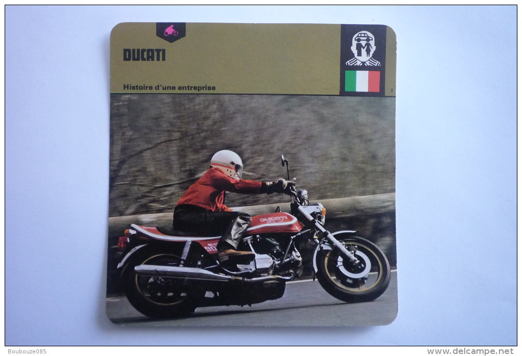 Transports - Sports Moto - Carte Fiche Moto - Ducati - Histoire D'une Entreprise ( Description Au Dos De La Carte ) - Moto Sport