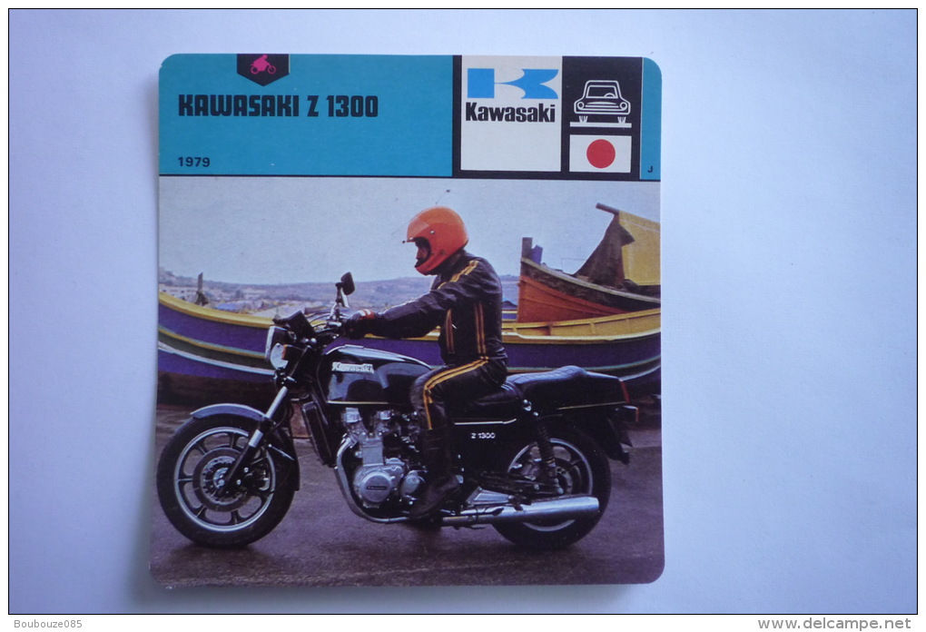 Transports - Sports Moto - Carte Fiche Moto - Kawasaki  Z 1300 - 1979 ( Description Au Dos De La Carte ) - Motorcycle Sport