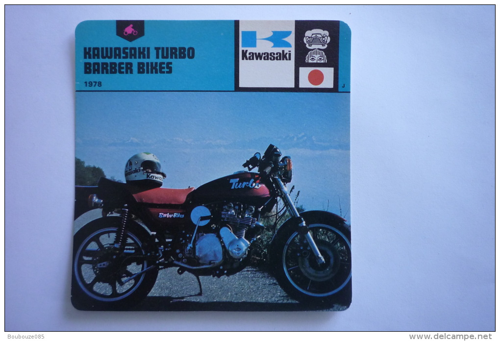 Transports - Sports Moto - Carte Fiche Moto - Kawasaki Turbo Barber Bikes - 1978 ( Description Au Dos De La Carte ) - Motorcycle Sport