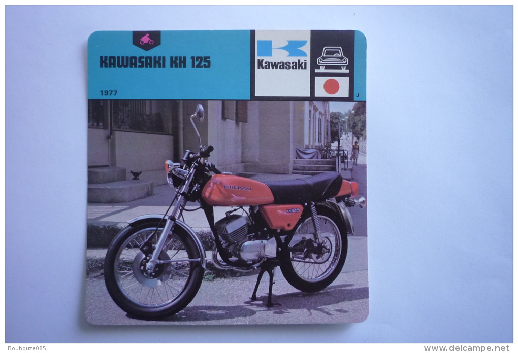 Transports - Sports Moto - Carte Fiche Moto - Kawasaki Kh 125 - 1977 ( Description Au Dos De La Carte ) - Moto Sport