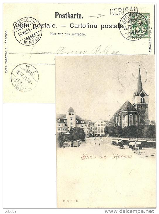 AK Herisau - Die Kirche  (Stabstempel)           1901 - Brieven En Documenten