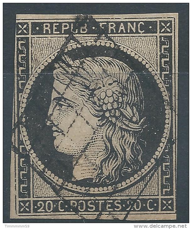 Lot N°23329  Variété/n°3 Noir Sur Blanc, Oblit  Grille De 1849, Filet OUEST - 1849-1850 Ceres