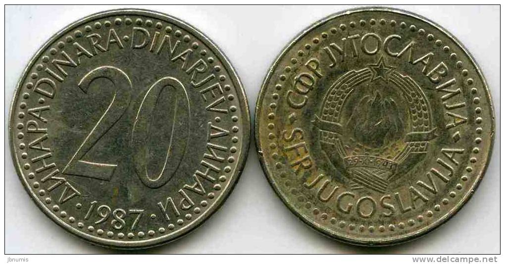 Yougoslavie Yugoslavia 20 Dinara 1987 KM 112 - Yugoslavia