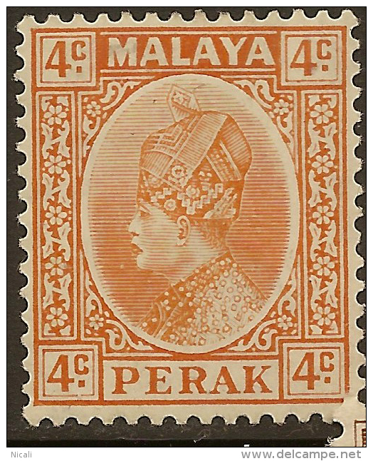 PERAK 1938 4c Sultan SG 107 HM ZE34 - Perak