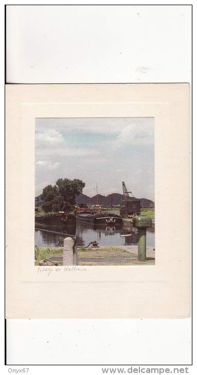 Carte Deux-Volets Format 135 X 105mm Photo Collée "Visage En Wallonie-Bâteau-PENICHE-CANAL- - Houseboats