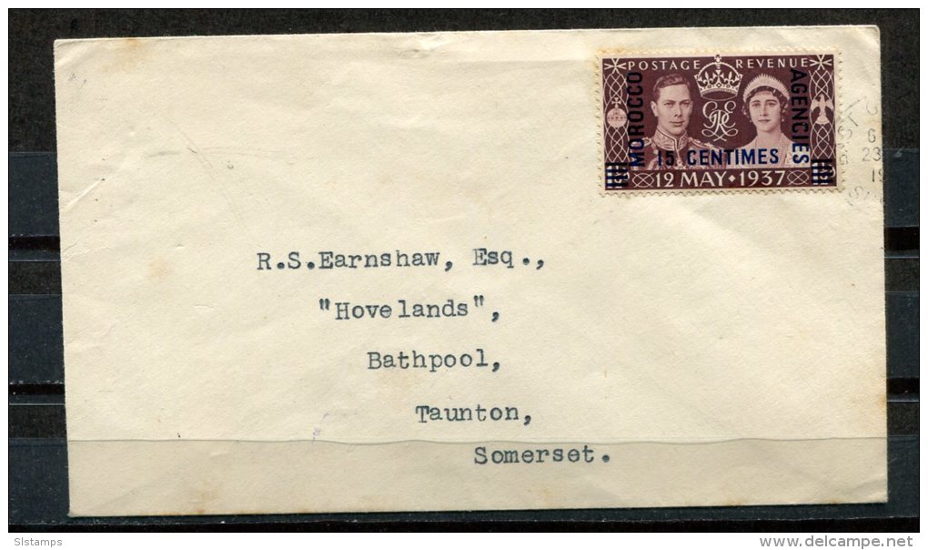 Great Britain 1937 Cover  To Somerset Overprint MOROCCO AGENCIES - Fiscaux