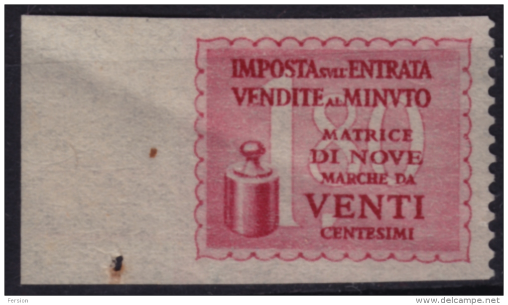 Italy - Sales Tax VAT Revenue Stamp / Imposta Entrata Vendite Minuto - MNH - Steuermarken