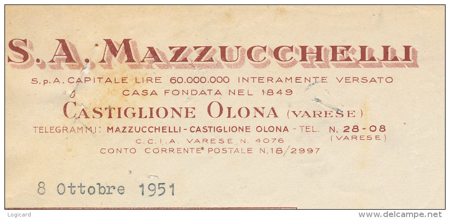 CASTIGLIONE OLONA (VARESE) S.A. MAZZUCCHELLI PETTINI DEMI' 1951 - Italy