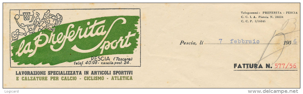 PESCIA ARTICOLI SPORTIVI LA PREFERITA SPORT 1956 - Italia