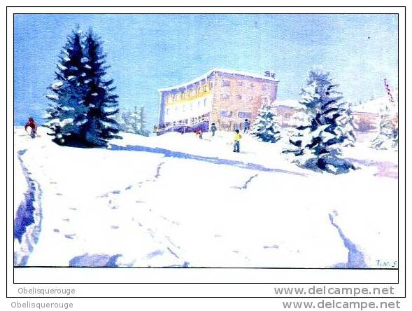 74 COL DE VOZA CARTON  DOUBLE PAGE 1960 T NOURRY SANDER GOUACHE ILLUSTRATEUR - Saint-Gervais-les-Bains