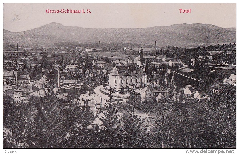 AK Gross-Schönau I. S. Totalansicht Prägekarte Gel. Am 26.10.06 - Grossschönau (Sachsen)