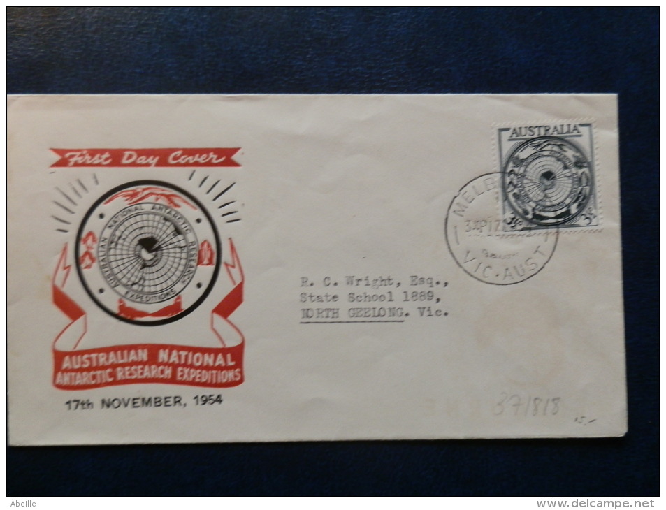 37/818       FDC 1954  AUSTRALIE - Expéditions Antarctiques