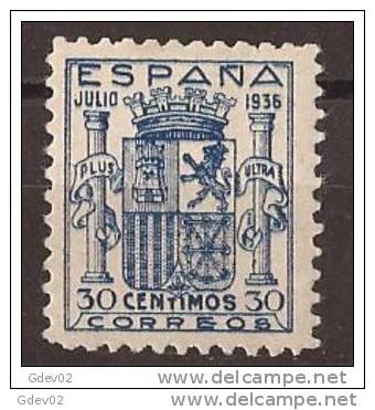 ES801-L4040TESSC.España Spain Espagne. ESCUDO DE ESPAÑA.1936. (Ed 801**).sin Charnela.Magnifico,CERTIF ICADO - Autres & Non Classés