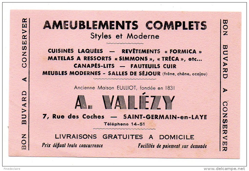 Buvard - Ameublements Complets - A. Valézy à Saint Germain En Laye - V