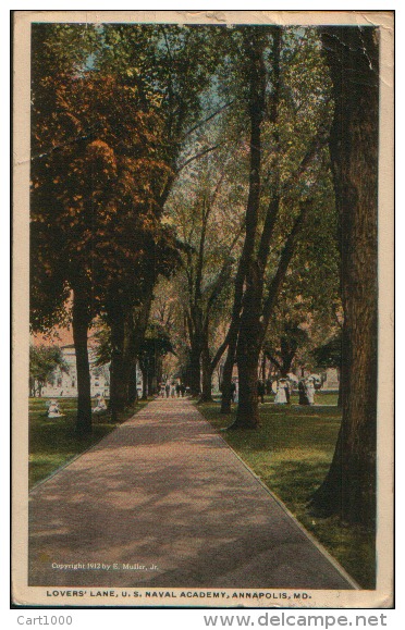 ANNAPOLIS MARYLAND LOVERS' LANE, NAVAL ACADEMY 1918 - Annapolis – Naval Academy