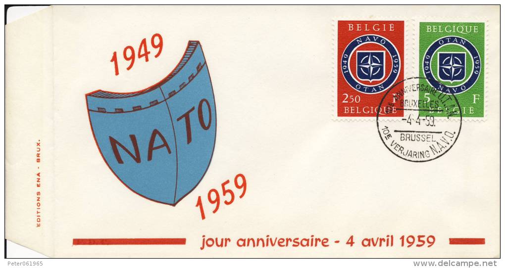 FDC België - 1959 - Blanco / Open Klep - OTAN