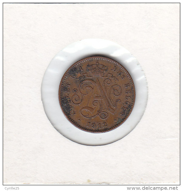 2 CENTIMES Cuivre Albert I 1912 FR - 2 Cent