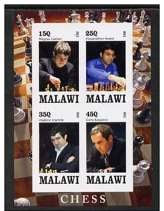 175532 - Malawi 2013 Chess Imperf Sheetlet Containing 4 Values Unmounted Mint - Malawi (1964-...)