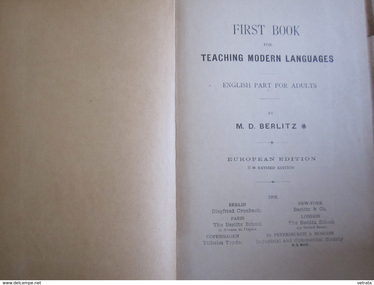 First Book For Teaching Modern Language By M.D. Berlitz, 1902 - Andere & Zonder Classificatie