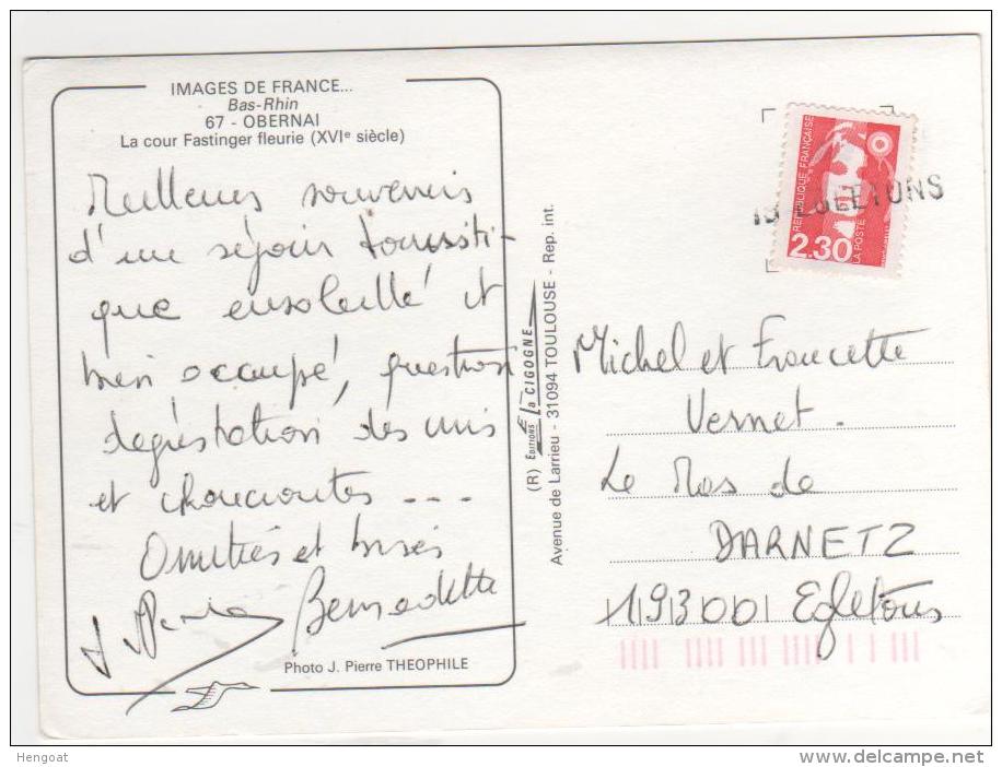 Griffe Linéaire En Arrivée  De " 19 Egletons " / Carte Postale D´ Obernai - Briefe U. Dokumente