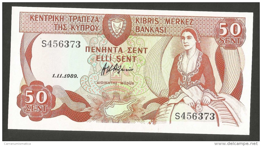 [NC] Central Bank Of CYPRUS - 50 SENT (01 / 11 / 1989) - Cyprus