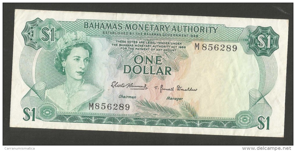 [NC] BAHAMAS MONETARY AUTHORITY - 1 DOLLAR (1968) Elizabeth II - Bahama's