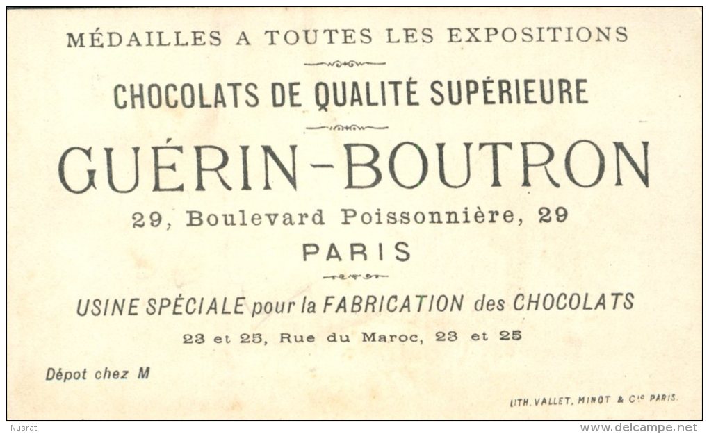 Chocolat Guérin Boutron, Chromo Lith. Vallet Minot, Fillettes, Chiots, Trop Petits Pour Marcher - Guérin-Boutron