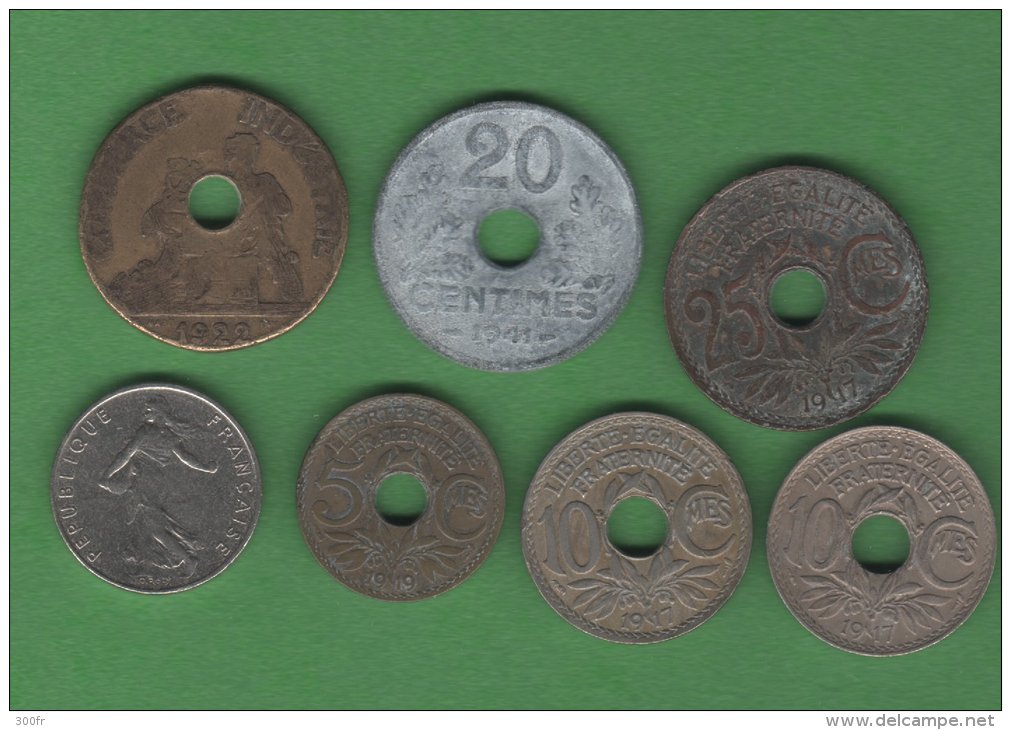 France Francia Monnaies   LOT 7  Pieces Set 7 Coins 5c, 10 C, 20 C, 25 C, 2 F Chambre De Commerce - Colecciones