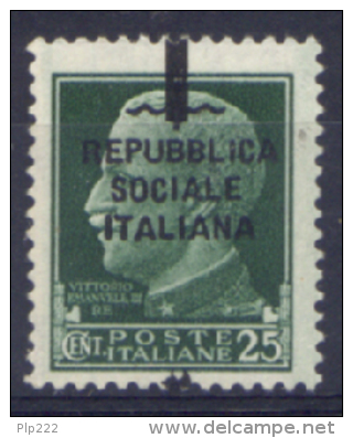 Italia Repubblica Sociale 1944 Soprastampa Spostata Sass.491pl **/MNH VF - Nuovi