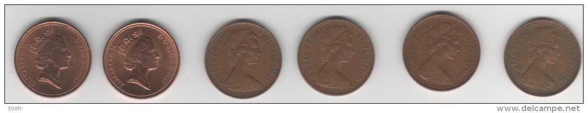 Grande Bretagne Monnaies   LOT6  Pieces Set 6 Coins  One Penny 1975,1979,1980,1987 - Collections