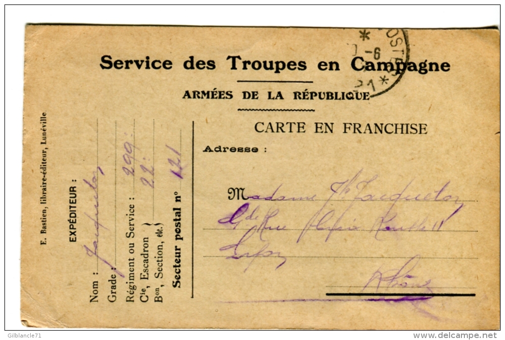 14 18- Carte Franchise édition Privée Bastien Libraire éditeur à LUNEVILLE-voir Scans Recto-verso- - Lettres & Documents