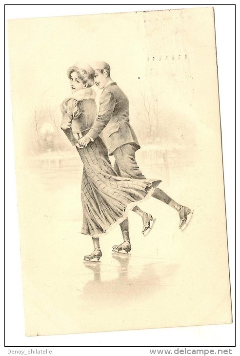 Carte Postale Ancienne - Un Couple - Carte écrite Be Belgique En 1911 - Ct Editeur N° 2182 5 - - Patinage Artistique