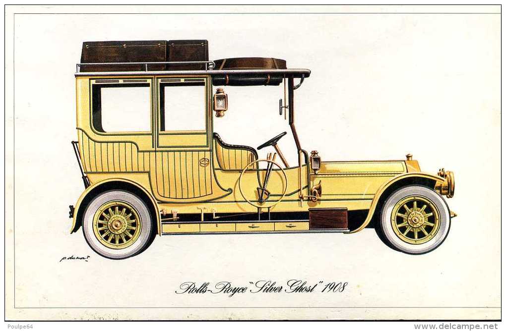 Marque Rolls Royce " Silver Ghost " 1908 - Illustrateur : P. Dumont - (11,5 Cm X 18,5 Cm) - Voitures