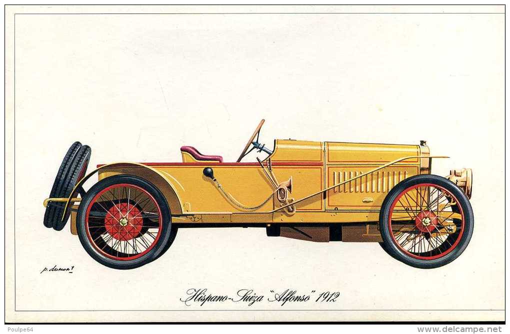 Marque Hyspano Suiza " Alfonso " 1912 - Illustrateur : P. Dumont - (11,5 Cm X 18,5 Cm) - Voitures