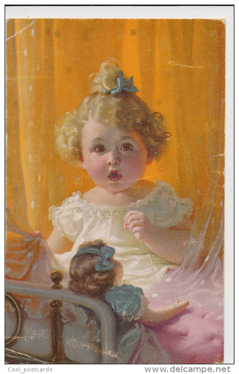 L. KNOEFEL, LITTLE GIRL IN BED WITH DOLL, POUPEE, Near EX Cond. PC, Unused, NOVOLITO NO 651/1 - Knoefel, Ludwig
