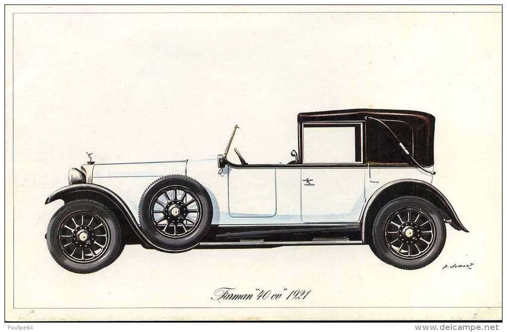 Marque Farman " 40 Cv " 1921 - Illustrateur : P. Dumont - (11,5 Cm X 18,5 Cm) - Voitures