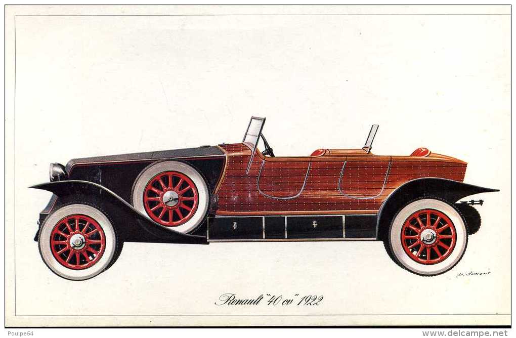 Marque Renault " 40 Cv " 1922 - Illustrateur : P. Dumont - (11,5 Cm X 18,5 Cm) - Voitures