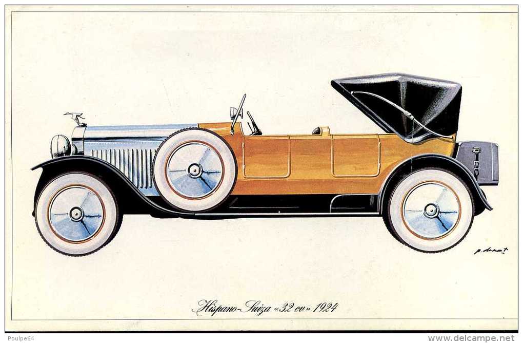 Marque Hispano Suiza " 32 Cv " 1924 - Illustrateur : P. Dumont - (11,5 Cm X 18,5 Cm) - Voitures