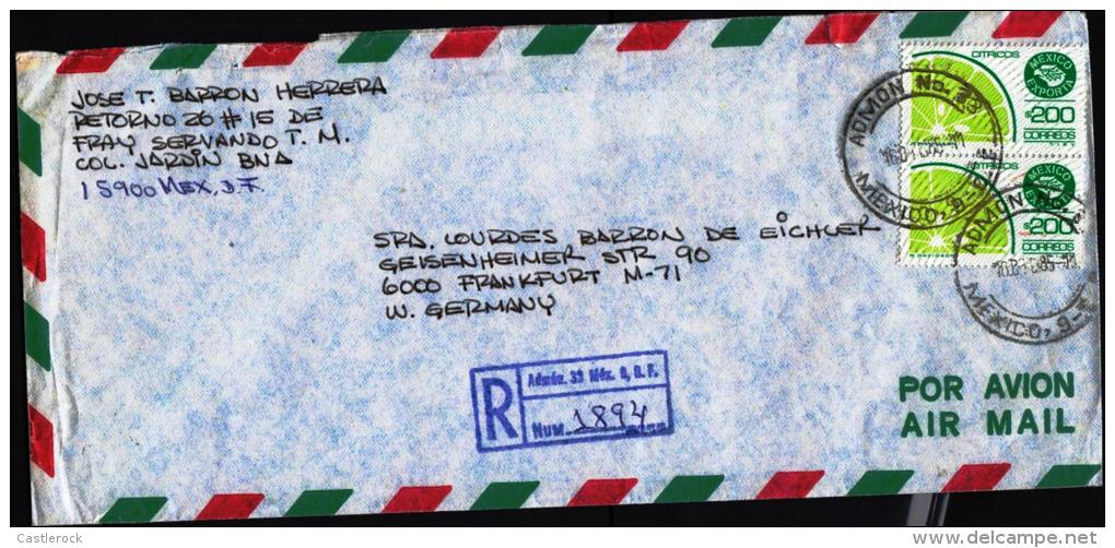 G)1985 MEXICO, MEXICO EXPORTA PAIR OF LEMON, AIR MAIL, CIRCULATED COVER TO GERMANY, XF - Mexico