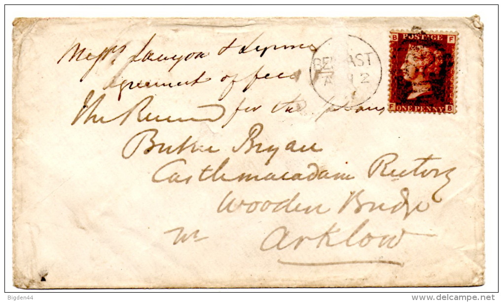 Lettre De Belfast (12.Avril.1867) Pour Arklow - Lettres & Documents