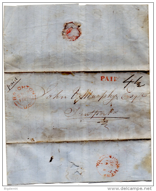 Lettre De Brighton (17. Sept.1849) Pour Suntport (?)_ River Trent_PAID - ...-1840 Préphilatélie