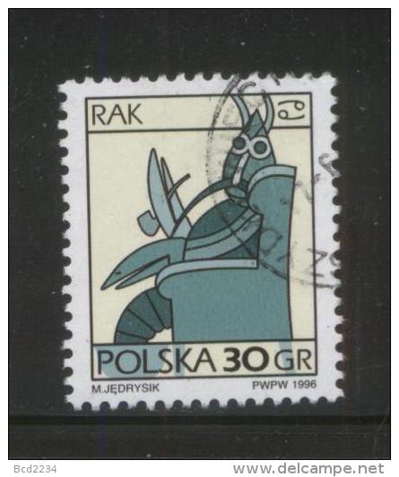 POLAND 1996 SIGNS OF THE ZODIAC ISSUE CANCER CRAB USED FLUORESCENT PAPER VARIETY - Gebraucht