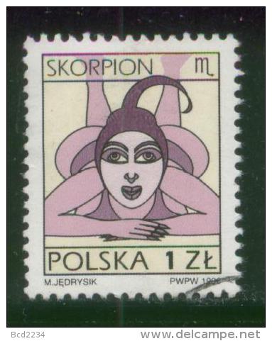 POLAND 1996 SIGNS OF THE ZODIAC ISSUE SCORPIO SCORPION USED ORDINARY PAPER VARIETY - Astrologie