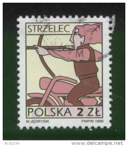 POLAND 1996 SIGNS OF THE ZODIAC ISSUE SAGITTARIUS ARCHER USED FLUORESCENT PAPER VARIETY - Astrologie