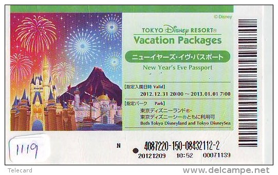 Disney Passeport Entreecard JAPON * TOKYO DISNEY RESORT *  Passport (1119) JAPAN * NEW YEAR'S EVE PASSPORT - Disney