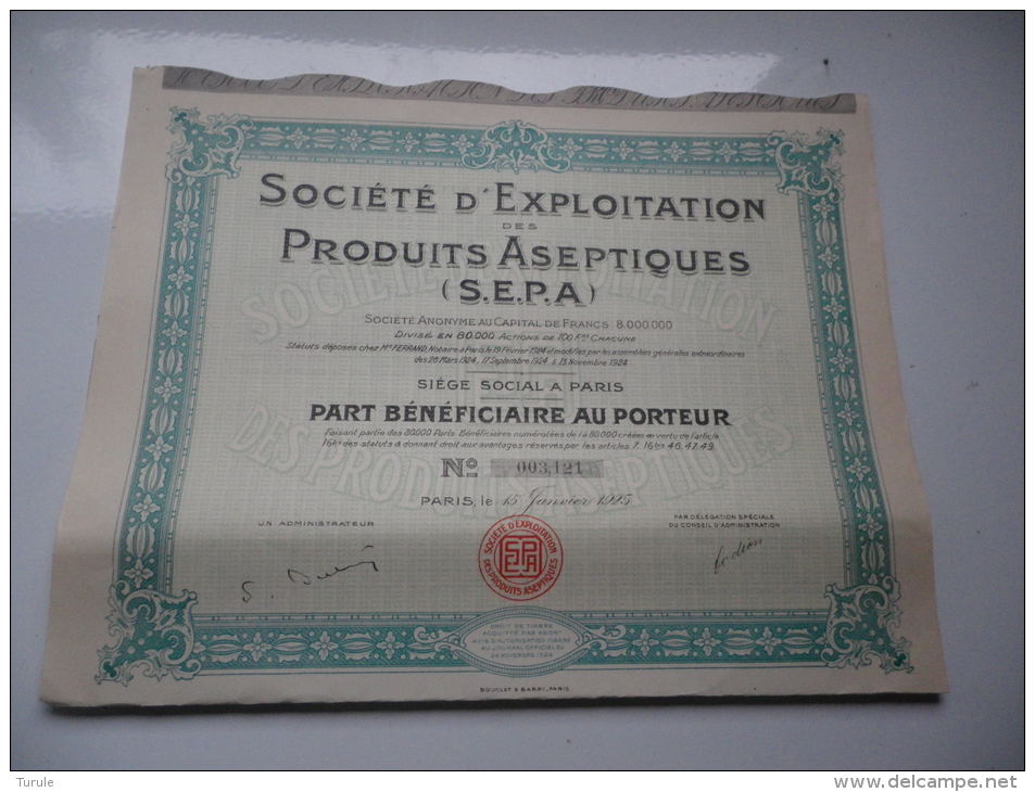 S.E.P.A. Exploitation Produits Aseptiques (1925) - Other & Unclassified